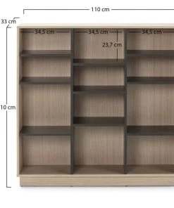 HOMN Étagères Étagère Bibliothèque 110x110 Cm, Couleur Chêne Et Gris -Vaisseliers Soldes Magasin etagere bibliotheque 110x110 cm couleur chene et gris 3