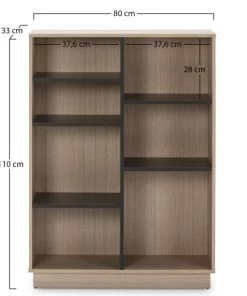 HOMN Étagères Étagère Bibliothèque 110x80 Cm, Couleur Chêne Et Gris -Vaisseliers Soldes Magasin etagere bibliotheque 110x80 cm couleur chene et gris 5