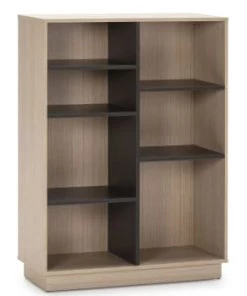 HOMN Étagères Étagère Bibliothèque 110x80 Cm, Couleur Chêne Et Gris -Vaisseliers Soldes Magasin etagere bibliotheque 110x80 cm couleur chene et gris 7
