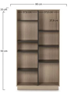 HOMN Étagères Étagère Bibliothèque 150x80cm, Couleur Chêne Et Gris -Vaisseliers Soldes Magasin etagere bibliotheque 150x80cm couleur chene et gris 3