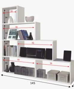 HOMN Étagère Bibliothèque Blanc Brillant 6 Étagères, Pour Salle à Manger -Vaisseliers Soldes Magasin etagere bibliotheque blanc brillant 6 etageres pour salle a manger 3