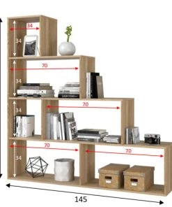 HOMN Étagère Bibliothèque Chêne 6 Étagères, Pour Salle à Manger -Vaisseliers Soldes Magasin etagere bibliotheque chene 6 etageres pour salle a manger 3