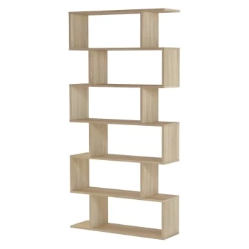 HOMN Étagère Bibliothèque Couleur Chêne 6 Étagères 6 HOMN Étagère Bibliothèque Couleur Chêne 6 Étagères – Image 6