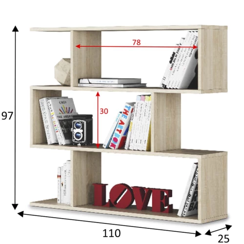 HOMN Étagère Bibliothèque Couleur Chêne 6 Étagères 3 HOMN Étagère Bibliothèque Couleur Chêne 6 Étagères – Image 3