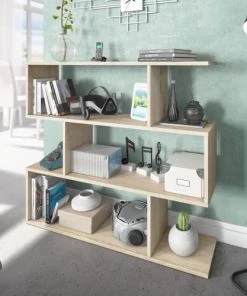 HOMN Étagère Bibliothèque Couleur Chêne 6 Étagères 10 HOMN Étagère Bibliothèque Couleur Chêne 6 Étagères -Vaisseliers Soldes Magasin etagere bibliotheque couleur chene 6 etageres 4