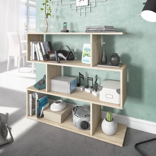 HOMN Étagère Bibliothèque Couleur Chêne 6 Étagères 5 HOMN Étagère Bibliothèque Couleur Chêne 6 Étagères – Image 5