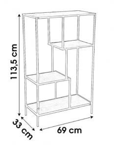 Wadiga Étagères Étagère Bibliothèque En Métal Noir Et Bois 4 étages -Vaisseliers Soldes Magasin etagere bibliotheque en metal noir et bois 4 etages 2