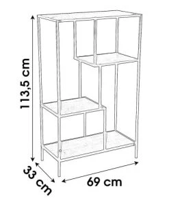 Wadiga Étagères Étagère Bibliothèque En Métal Noir Et Bois 4 étages -Vaisseliers Soldes Magasin etagere bibliotheque en metal noir et bois 4 etages 3