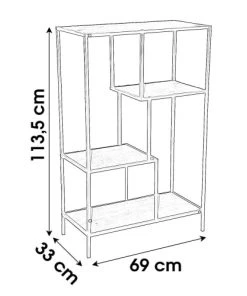 Wadiga Étagères Étagère Bibliothèque En Métal Noir Et Bois 4 étages -Vaisseliers Soldes Magasin etagere bibliotheque en metal noir et bois 4 etages 4