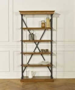 Robin Des Bois Étagères Etagère Bibliothèque En Pin Et Métal -Vaisseliers Soldes Magasin etagere bibliotheque en pin et metal 2