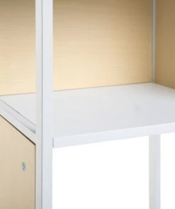 Beliani Étagères Étagère Blanche Et Bois Clair -Vaisseliers Soldes Magasin etagere blanche et bois clair 4