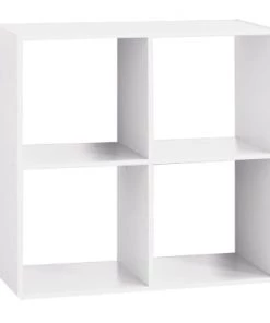 Decoratie Étagères Étagère Bois 4 Cases Blanc
