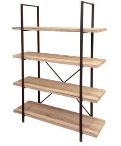 Fornord Étagères Étagère Bois MDF Et Métal Noir 4 étages H140cm