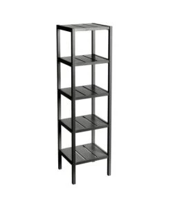 Wadiga Étagères Étagère Bois Noir 5 Plateaux - 37x33x140cm