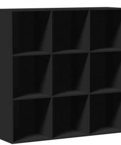 Wadiga Étagères Étagère Carrée En Bois Noir - 9 Casiers