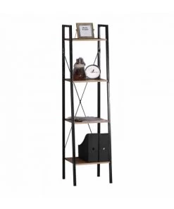 Casâme Étagères Étagère Colonne 4 Niveaux H148 Cm - Décor Chêne Et Noir -Vaisseliers Soldes Magasin etagere colonne 4 niveaux h148 cm decor chene et noir 2