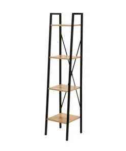 Casâme Étagères Étagère Colonne 4 Niveaux H148 Cm - Décor Chêne Et Noir