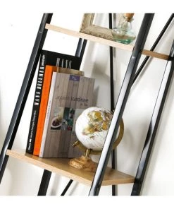 Casâme Étagères Étagère Colonne 4 Niveaux H148 Cm - Décor Chêne Et Noir -Vaisseliers Soldes Magasin etagere colonne 4 niveaux h148 cm decor chene et noir 3