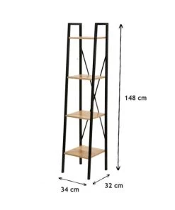 Casâme Étagères Étagère Colonne 4 Niveaux H148 Cm - Décor Chêne Et Noir -Vaisseliers Soldes Magasin etagere colonne 4 niveaux h148 cm decor chene et noir 4