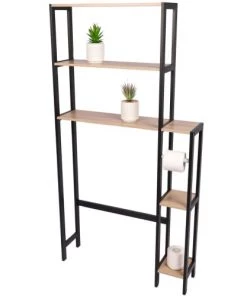 Wadiga Étagères Étagère Contour WC + Dérouleur Papier WC - 78x20x150cm