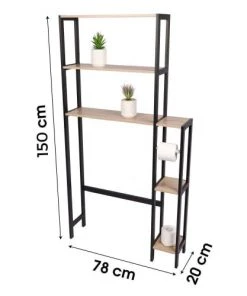 Wadiga Étagères Étagère Contour WC + Dérouleur Papier WC - 78x20x150cm -Vaisseliers Soldes Magasin etagere contour wc derouleur papier wc 78x20x150cm 3