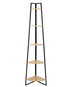 Toilinux Étagères Etagère D'angle 5 Niveaux En Mdf Et Métal Noir