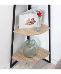 Toilinux Étagères Etagère D'angle En Métal Et Bois -Vaisseliers Soldes Magasin etagere d angle en metal et bois 4