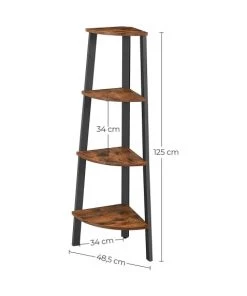 Calicosy Étagères Étagère D'angle Industrielle à 4 Niveaux Métal Et Effet Bois Rustique -Vaisseliers Soldes Magasin etagere d angle industrielle a 4 niveaux metal et effet bois rustique 2