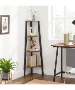 Calicosy Étagères Étagère D'angle Industrielle à 4 Niveaux Métal Et Effet Bois Rustique -Vaisseliers Soldes Magasin etagere d angle industrielle a 4 niveaux metal et effet bois rustique 4