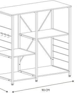 The Home Deco Factory Étagères Etagère De Cuisine En Bois Et Métal Stan -Vaisseliers Soldes Magasin etagere de cuisine en bois et metal stan 3