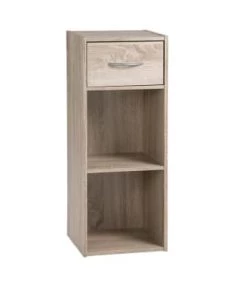 Calicosy Étagères Etagère De Rangement 2 Cases + Tiroir - Marron -Vaisseliers Soldes Magasin etagere de rangement 2 cases tiroir marron 3