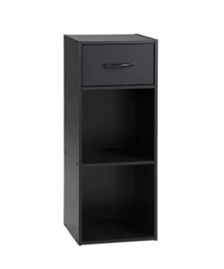 Calicosy Étagères Etagère De Rangement 2 Cases + Tiroir - Noir