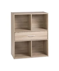 Calicosy Étagères Etagère De Rangement 4 Casiers Avec Un Tiroir - Marron