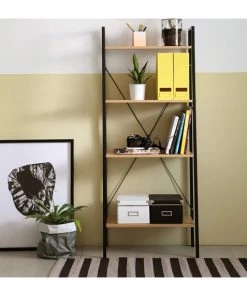 Casâme Étagères Etagère De Rangement 4 Niveaux - Marron Et Noir -Vaisseliers Soldes Magasin etagere de rangement 4 niveaux marron et noir 2