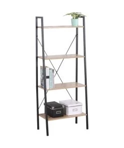 Casâme Étagères Etagère De Rangement 4 Niveaux - Marron Et Noir -Vaisseliers Soldes Magasin etagere de rangement 4 niveaux marron et noir 3