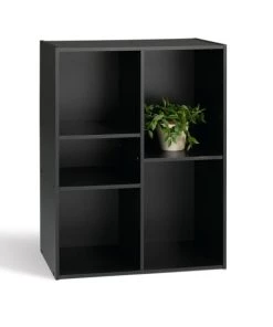Calicosy Étagères Etagère De Rangement 5 Cases - Noir -Vaisseliers Soldes Magasin etagere de rangement 5 cases noir 2