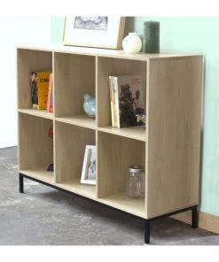 Casâme Étagères Etagère De Rangement 6 Cases Avec Pieds Métal - Marron -Vaisseliers Soldes Magasin etagere de rangement 6 cases avec pieds metal marron 2