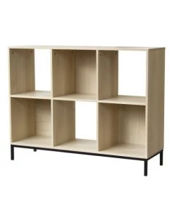 Casâme Étagères Etagère De Rangement 6 Cases Avec Pieds Métal - Marron