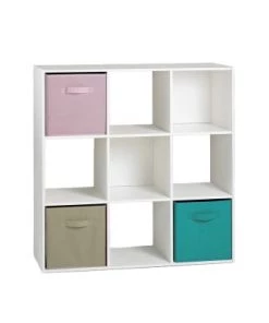 Calicosy Étagères Etagère De Rangement 9 Cases - Blanc -Vaisseliers Soldes Magasin etagere de rangement 9 cases blanc 4