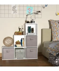 Calicosy Étagères Etagère De Rangement Avec 6 Cases En Escalier - Blanc -Vaisseliers Soldes Magasin etagere de rangement avec 6 cases en escalier blanc 4