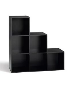 Calicosy Étagères Etagère De Rangement Avec 6 Cases En Escalier - Noir