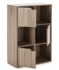 HOMN Étagères Étagère De Rangement , Couleur Chêne 3 Cases Et 3 Portes -Vaisseliers Soldes Magasin etagere de rangement couleur chene 3 cases et 3 portes 3