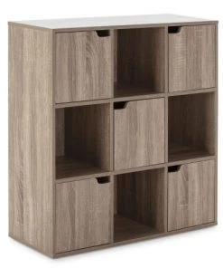 HOMN Étagères Étagère De Rangement, Couleur Chêne 4 Cases Et 5 Portes