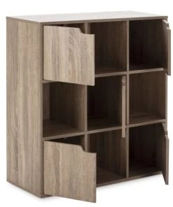 HOMN Étagères Étagère De Rangement, Couleur Chêne 4 Cases Et 5 Portes -Vaisseliers Soldes Magasin etagere de rangement couleur chene 4 cases et 5 portes 4