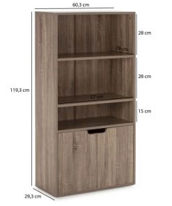 HOMN Étagères Étagère De Rangement De Bureau, Couleur Chêne 3 Cases Et 2 Portes -Vaisseliers Soldes Magasin etagere de rangement de bureau couleur chene 3 cases et 2 portes 4