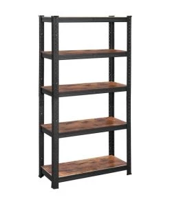 Calicosy Étagères Etagère De Rangement En Métal Noir Avec Niveaux Réglables - H175 Cm