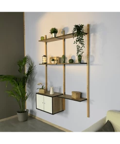 Sodiake Étagères Étagère De Rangement, Pour Salon, 178 X 128 X 35 Cm En Hêtre Massif -Vaisseliers Soldes Magasin etagere de rangement pour salon 178 x 128 x 35 cm en hetre massif 2