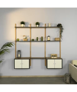 Sodiake Étagères Étagère De Rangement, Pour Salon, 178 X 196 X 35 Cm En Hêtre Massif -Vaisseliers Soldes Magasin etagere de rangement pour salon 178 x 196 x 35 cm en hetre massif 2