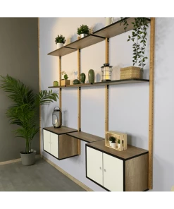 Sodiake Étagères Étagère De Rangement, Pour Salon, 178 X 196 X 35 Cm En Hêtre Massif -Vaisseliers Soldes Magasin etagere de rangement pour salon 178 x 196 x 35 cm en hetre massif 5