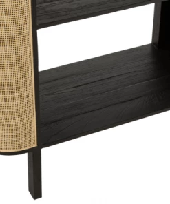 Meubles & Design Étagères Étagère Design 4 Niveaux En Rotin Et Bois Noir -Vaisseliers Soldes Magasin etagere design 4 niveaux en rotin et bois noir 2